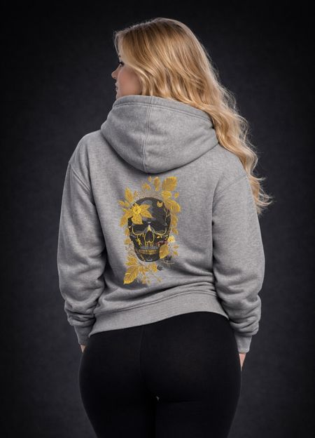 Bluza z haftem – „Golden Floral Skull”
