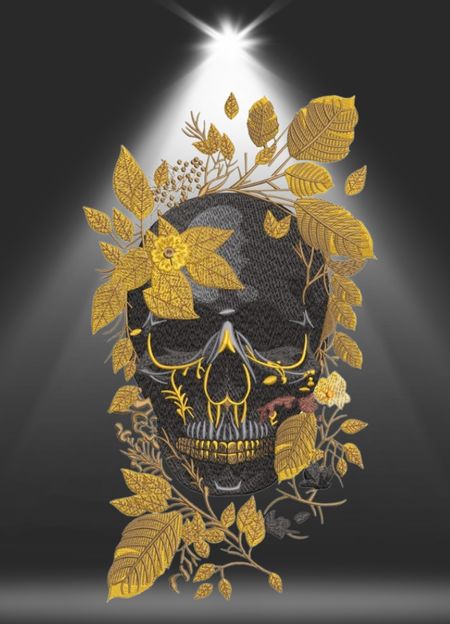 Bluza z haftem – „Golden Floral Skull”