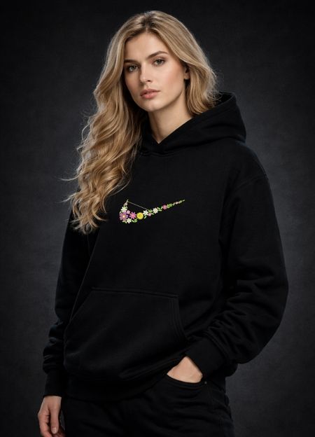 Bluza z haftem – Kwiatowy Swoosh