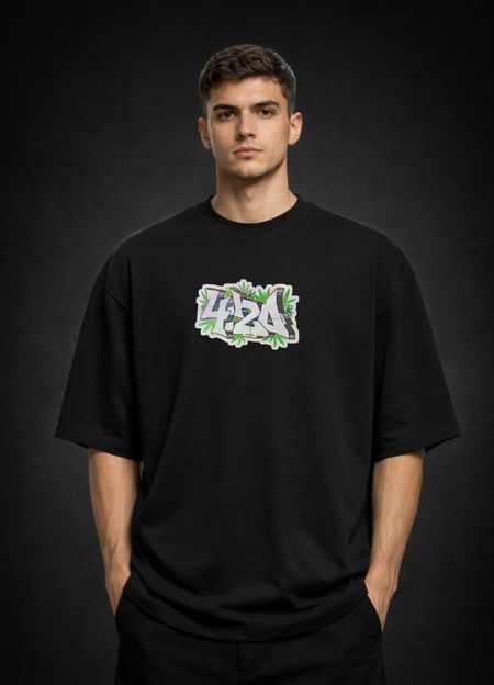 Koszulka 420 Graffiti Leaf Streetwear Chill Vibe
