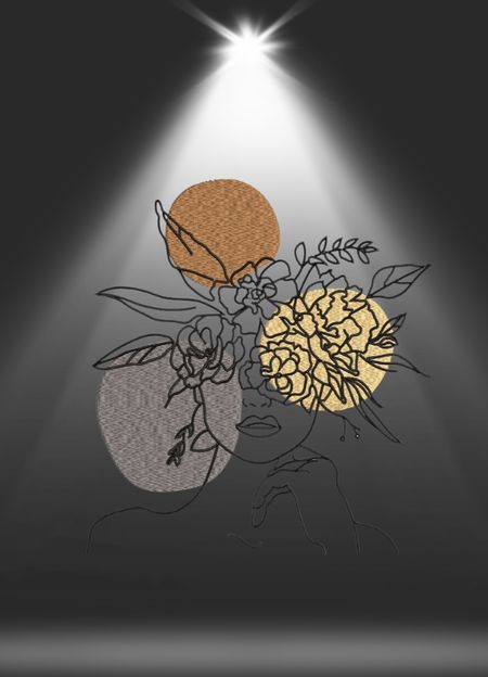 Bluza z haftem – „Golden Floral Portrait”